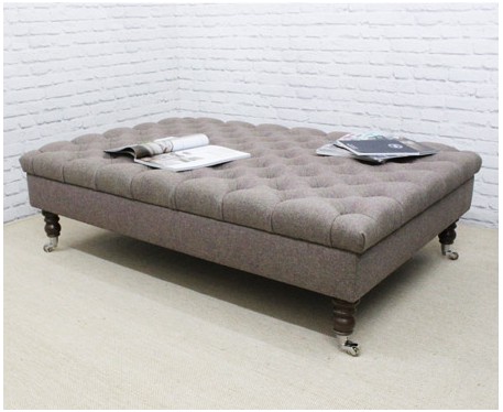 Deep Buttoned Rectangular Table Stool