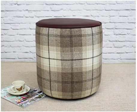 Tall Drum Stool with Piping