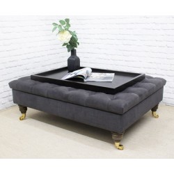 Deep Buttoned Rectangular Table Stool