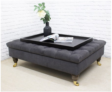 Deep Buttoned Rectangular Table Stool