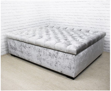 Large Deep Buttoned Rectangular Table Stool