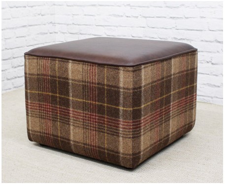 Short Cube Footstool with piping