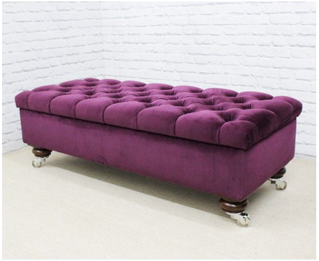 Deep Buttoned Bench Stool