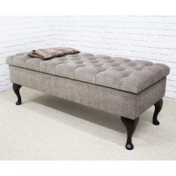 Deep Buttoned Bench Stool