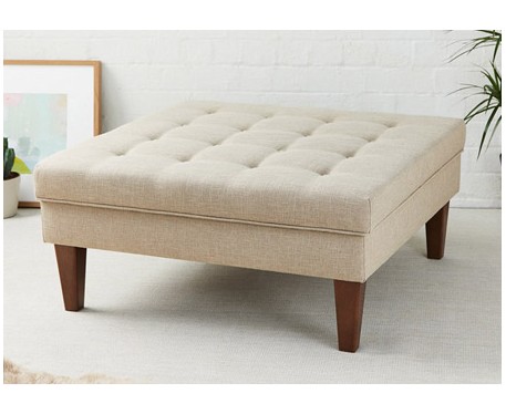 Calgary : Shallow Buttoned Square Footstool