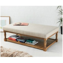 Hamilton Plain : Rectangular Oak Framed Coffee Table Stool