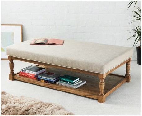 Hamilton Plain : Rectangular Oak Framed Coffee Table Stool