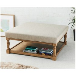 Burlington Plain : Square Oak Framed Coffee Table Stool