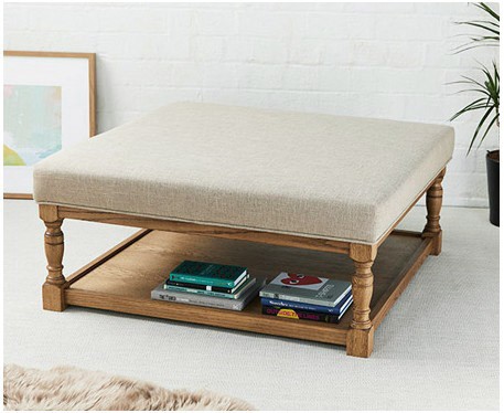 Burlington Plain : Square Oak Framed Coffee Table Stool