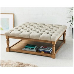 Burlington Deep Buttoned Square Wooden Framed Ottoman
