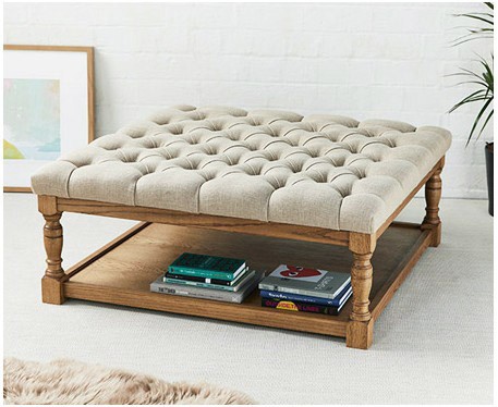 Burlington Deep Buttoned Square Wooden Framed Ottoman