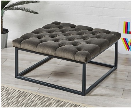 Stuttgart Deep Buttoned : Square Metal Ottoman