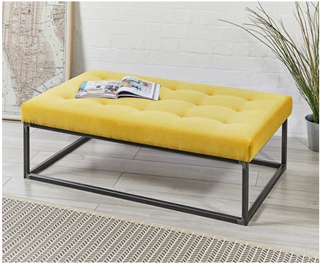 Hanover Shallow Buttoned : Rectangular Metal Ottoman