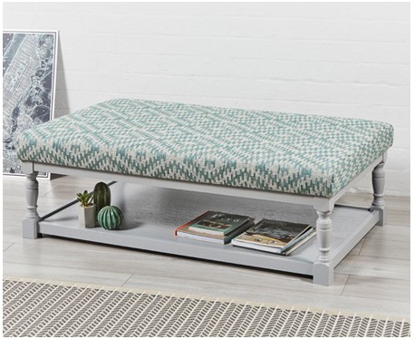 Hamilton Plain : Rectangular Oak Framed Coffee Table Stool