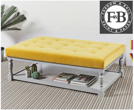 Hamilton Shallow Buttoned : Rectangular Oak Framed Coffee Table Stool