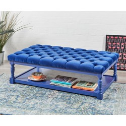 Hamilton Deep Buttoned : Rectangular Oak Framed Coffee Table Stool