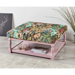 Burlington Plain : Square Oak Framed Coffee Table Stool