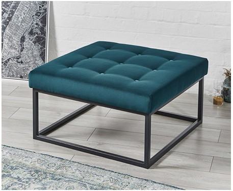 SALE Stuttgart Shallow Buttoned : Square Metal Ottoman