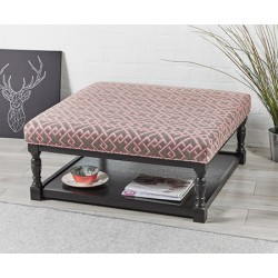 SALE Burlington Plain : Square Oak Framed Coffee Table Stool