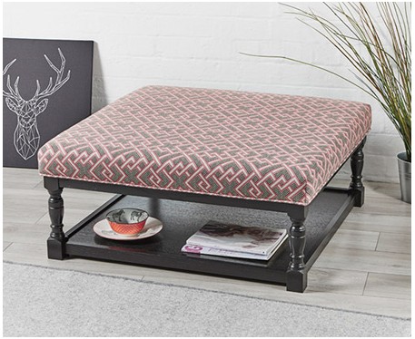 SALE Burlington Plain : Square Oak Framed Coffee Table Stool