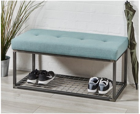 Frankfurt Storage Bench : Metal Bench with shelf