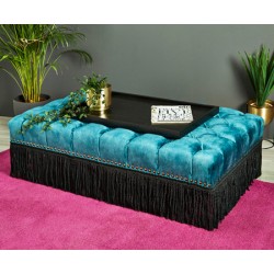 Monaco Fringe : Deep Buttoned Stool with Fringe