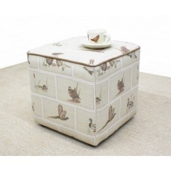Cube Footstool with Piping