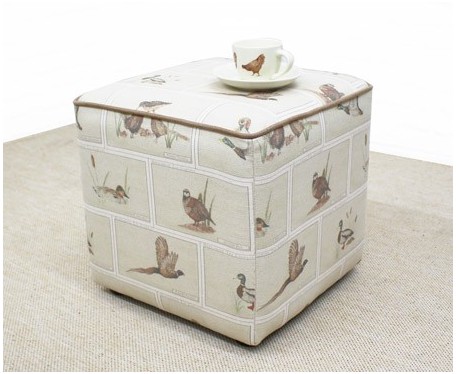 Cube Footstool with Piping