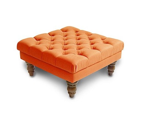 Deep Buttoned Square Footstool