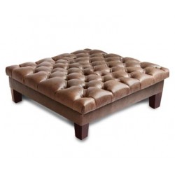 Deep Buttoned Square Footstool