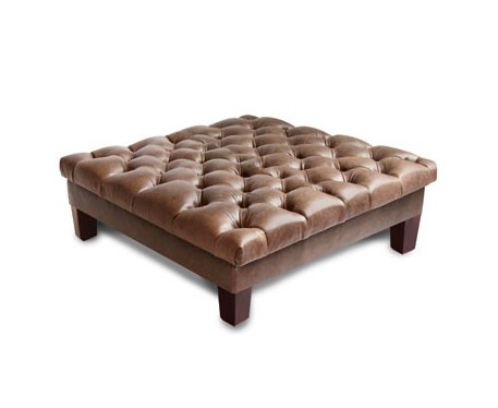 Deep Buttoned Square Footstool