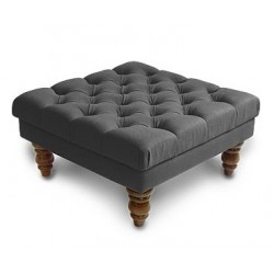 Deep Buttoned Square Footstool
