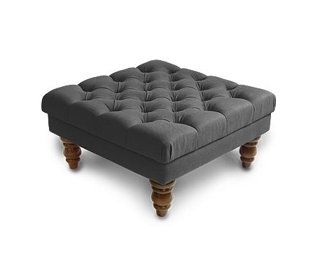 Deep Buttoned Square Footstool