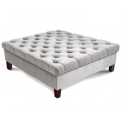 Deep Buttoned Square Footstool