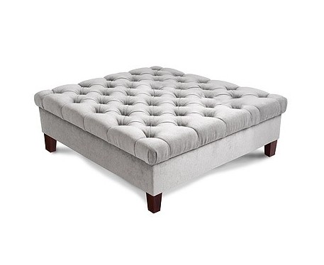 Deep Buttoned Square Footstool