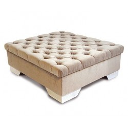 Deep Buttoned Square Footstool