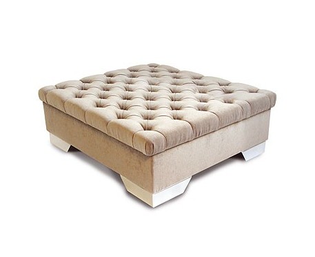 Deep Buttoned Square Footstool