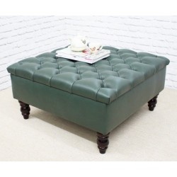 Deep Buttoned Square Footstool