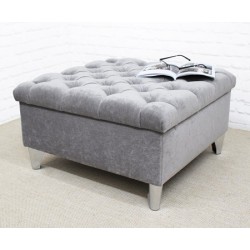 Deep Buttoned Square Footstool