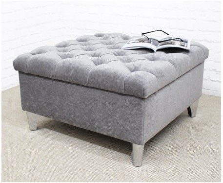 Deep Buttoned Square Footstool