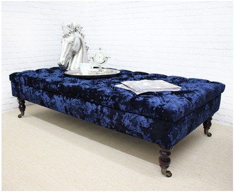 Deep Buttoned Rectangular Table Stool