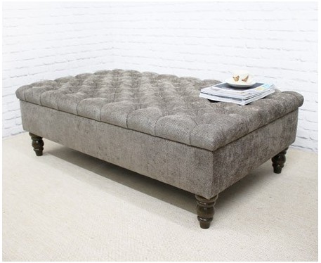 Deep Buttoned Rectangular Table Stool