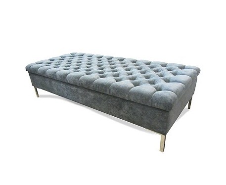 Large Deep Buttoned Rectangular Table Stool