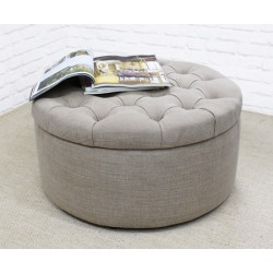 Short Circular Buttoned Footstool
