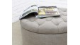 Short Circular Buttoned Footstool
