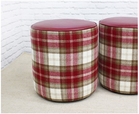 Tall Drum Stool with Piping