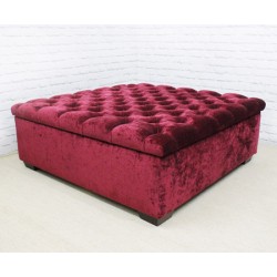 Deep Buttoned Square Footstool