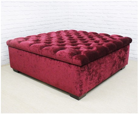 Deep Buttoned Square Footstool