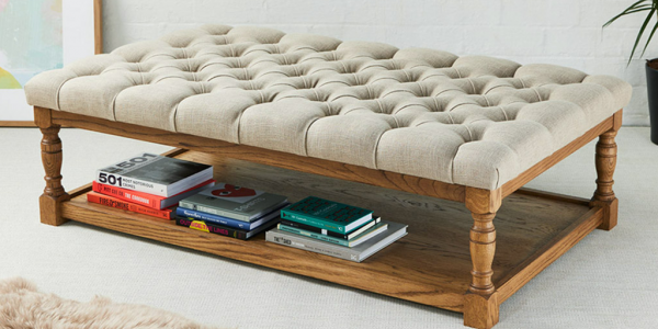 Oak framed coffee table stools
