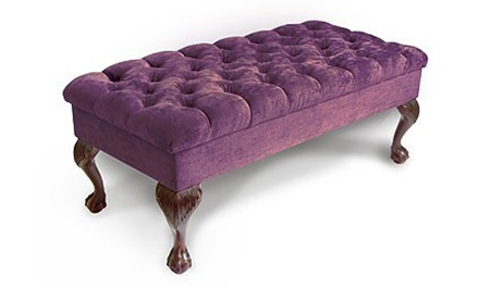 Damson Deep-Buttoned Bench Stool